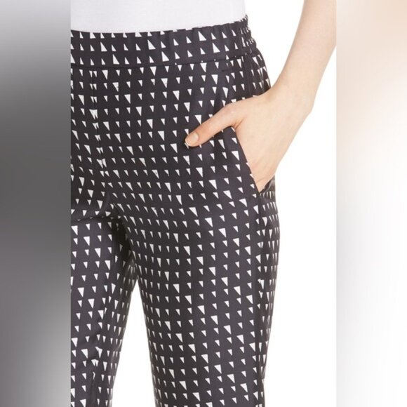 NWOT THEORY 100% SILK Triangle Stripe Twill Cropped Pull On Trousers Pants Sz 6 - Picture 4 of 16